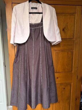 Dress by Jacques Vert, soft pink and chocolate brown.  Size 12